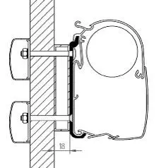 Thule kiinnityssarjan korokesarja Dethleffs Globebus 3,00 m - Seinämarkiisien kiinnityssarjat - 7080 - 1