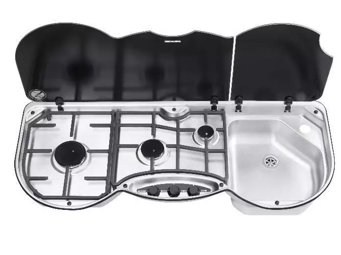 Liesi-allas yhdistelmä 353 oik, 3 liettä allas oikealla. (kxlxs) 160x980x410 mm - Liedet uunit - 11981 - 1