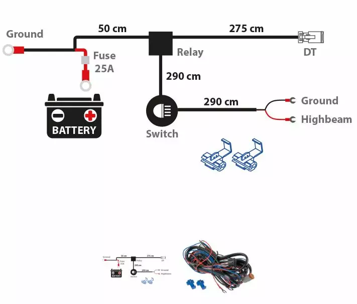 Optibeam kytkentäsarja lisävalolle 0900397 DT - Ajoneuvovalaisimet - 21431 - 1