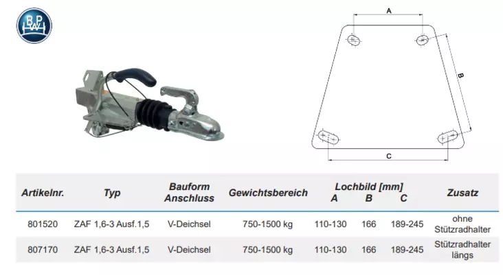 Työntöjarru BPW ZAF 1,6-3 1500kg v-Aisa Vetopää - Bpw/Wap - 10391 - 3