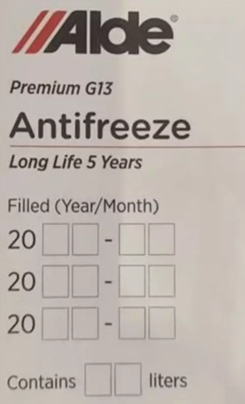 Alde Antifreeze-tarra - Kaasujärjestelmän tarvikkeet - 18613 - 1