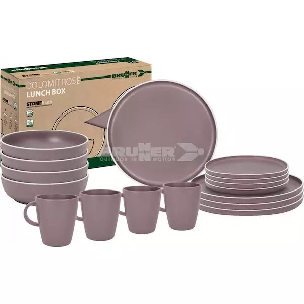 Brunner melamiiniastiasto Dolomit Rosé, liukueste, 16 osaa - Ruokailu ja kattaus - 23913 - 1