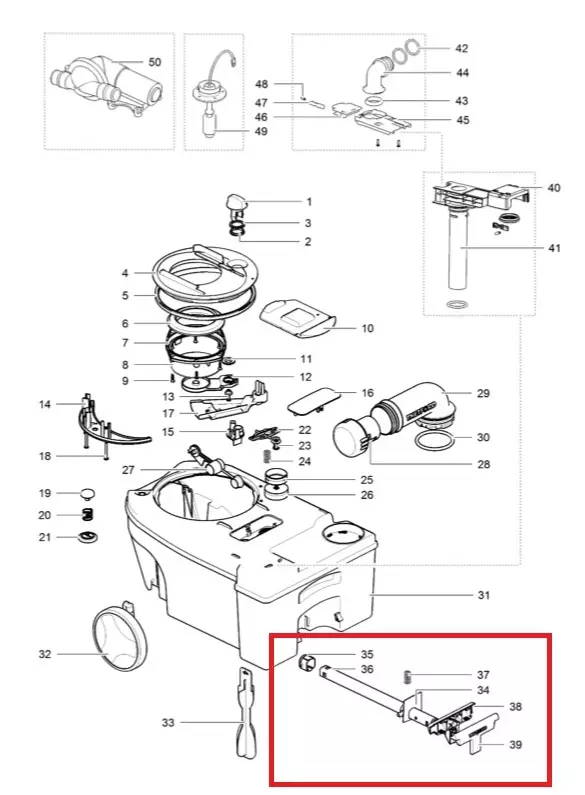 Thetford jätesäiliön vetokahva C250/C260 - Kasettikäymälöiden varaosat - 8933 - 1