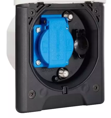 Rasia 230V+12V+tv+sat, upotettava vaaleanharmaa, ulosottorasia - Sähkörasiat, pistokkeet - 17045 - 1