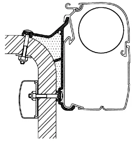 Thule kiinnityssarja Hymer B2 5,0 m - Seinämarkiisien kiinnityssarjat - 1015 - 1