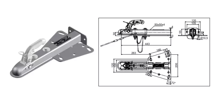 Kuulakytkin Knott 750kg jarruton V-aisalle - Spp/Knott/Muut - 24497 - 1
