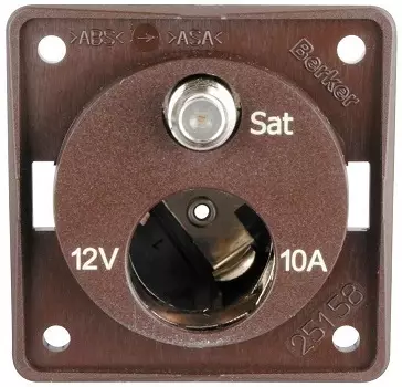Berker rasia upotettava 12V + SAT ruskea 12-24V, max. 10A, F-liitin - Sähkörasiat, pistokkeet - 12578 - 1