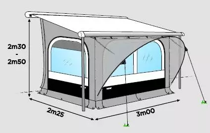 Thule markiisiteltta Quickfit 3,00x2,25 m, Ducato H2 - Markiisien seinät ja sarjat Thule - 25279 - 2